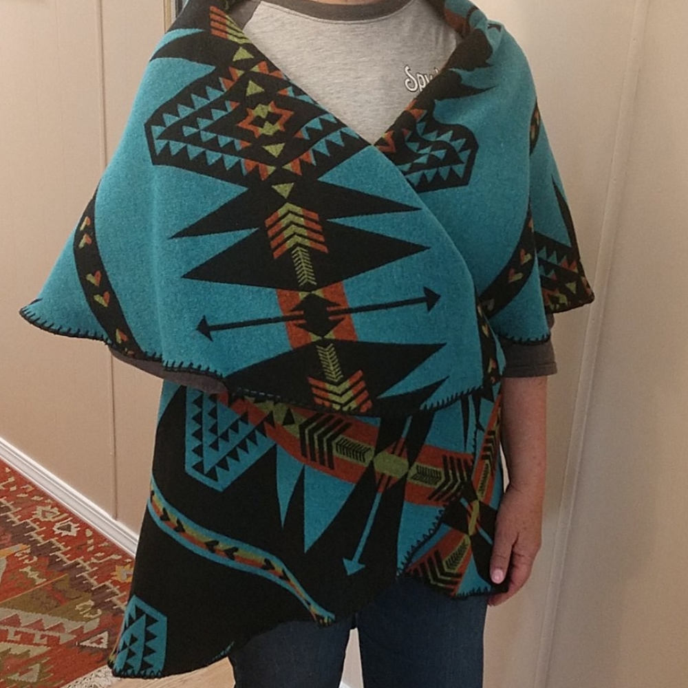 Reversible Southwestern Style Poncho one size fits